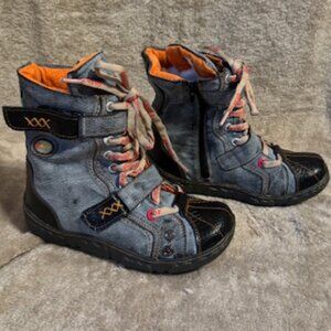 Women’s Ankle Boot–US Size 8.5 – Color: Blue and Black w/Tan Laces-New in Box